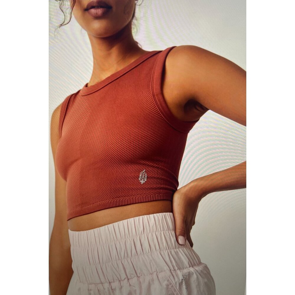 FREE PEOPLE FP MOVEMENT Free Throw Muscle Tank Heather Brown XS/S